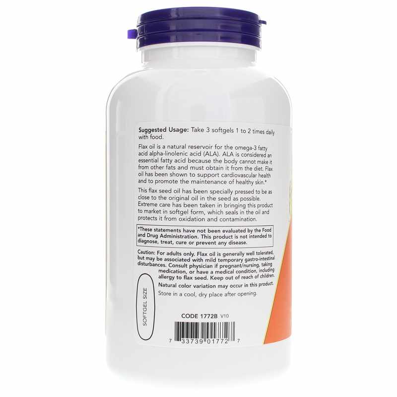 Flax Oil 1000 Mg, 250 Softgels, by NOW Foods, image #3