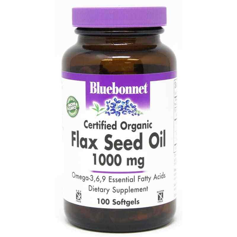 Flax Seed Oil Certified Organic 1000 Mg, by Bluebonnet