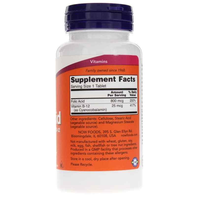 Folic Acid 800 Mcg with Vitamin B-12, by NOW Foods, image #2