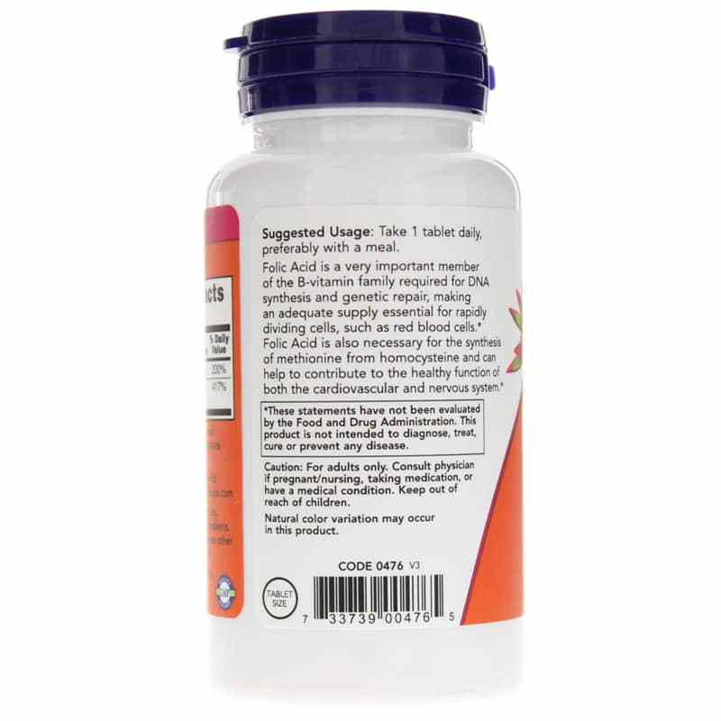 Folic Acid 800 Mcg with Vitamin B-12, by NOW Foods, image #3