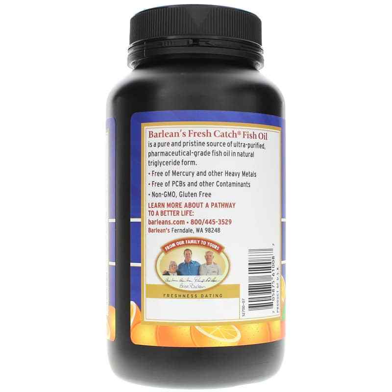 Fresh Catch Fish Oil Omega-3 EPA/DHA in Natural Orange Flavor, 250 Softgels, by Barleans Organic Oils, image #3