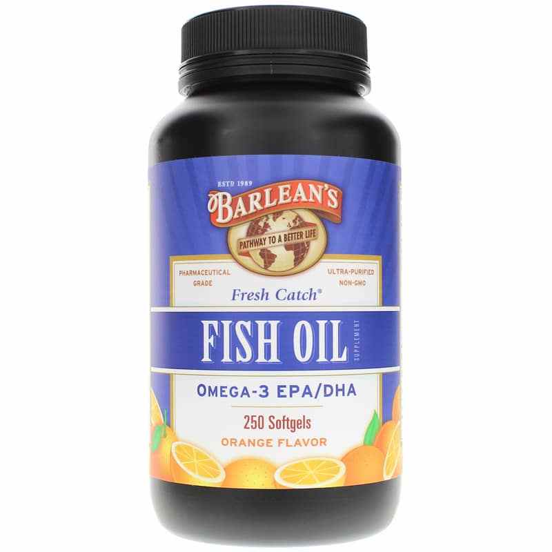 Fresh Catch Fish Oil Omega-3 EPA/DHA in Natural Orange Flavor, by Barleans Organic Oils