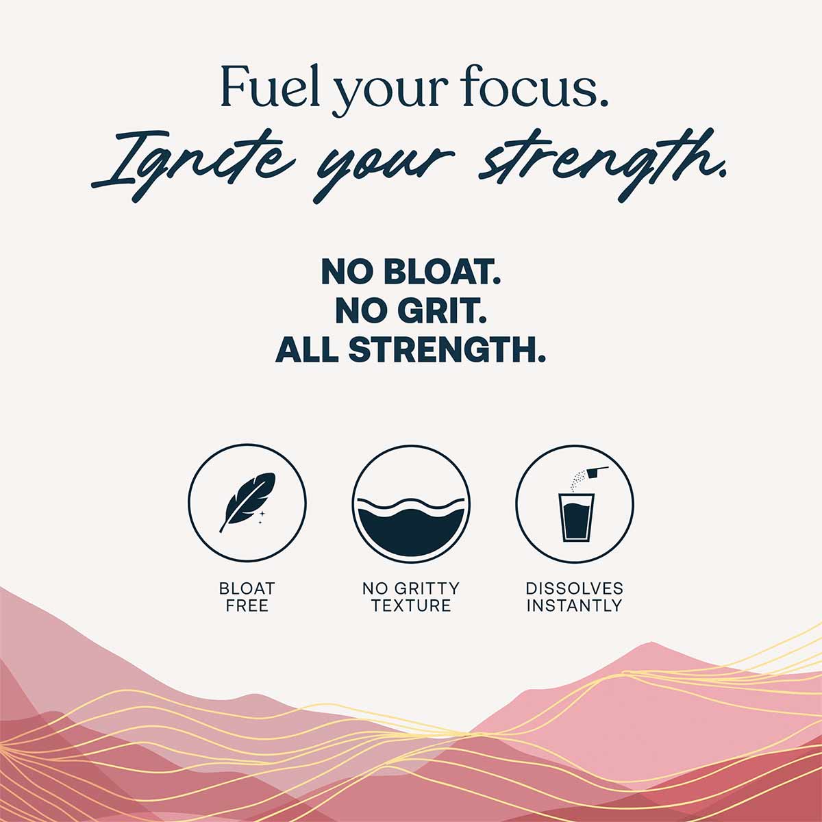 FuelHer RapidMix Creatine product packaging with text highlighting bloat-free, gritty-free formula and three circular icons s