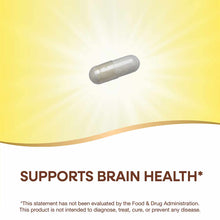Clear capsule supplement pill on yellow gradient background.