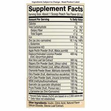 Supplement Facts label for GI Integrity powder showing ingredients including L-glutamine, aloe vera, licorice, and other bota