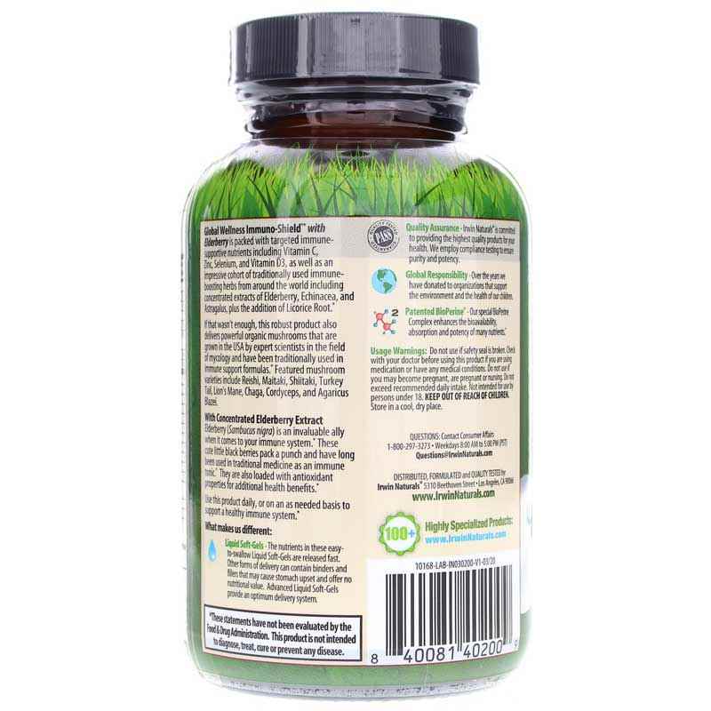 Global Wellness Immuno-Shield with Elderberry, by Irwin Naturals, image #3