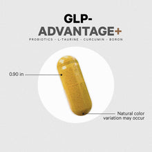 GLP-Advantage+ supplement capsule by Codeage containing probiotics, L-taurine, curcumin, and boron.