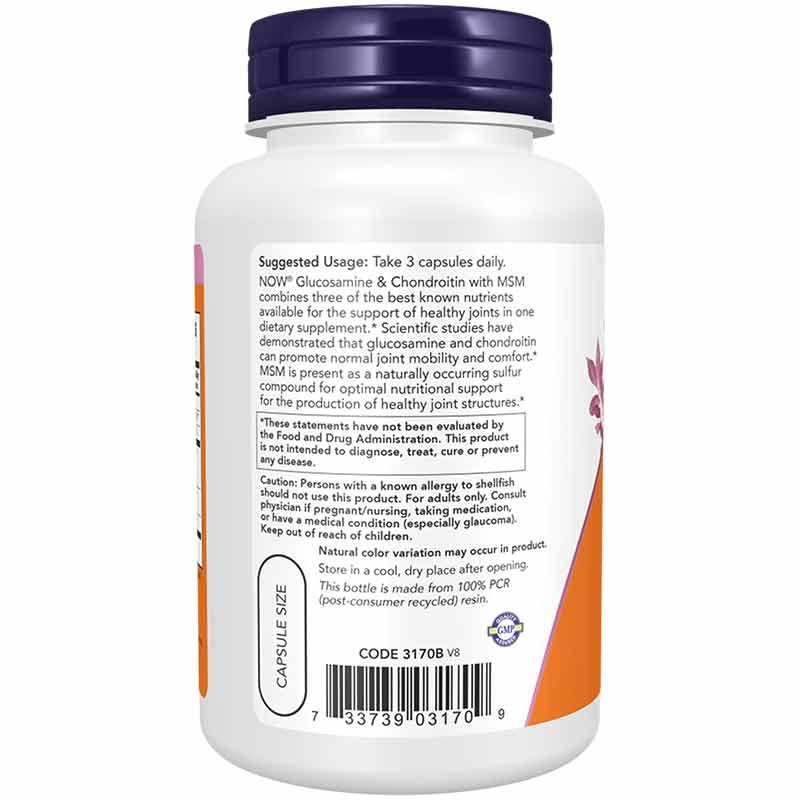 Glucosamine & Chondroitin with MSM, 90 Capsules, by NOW Foods, image #3