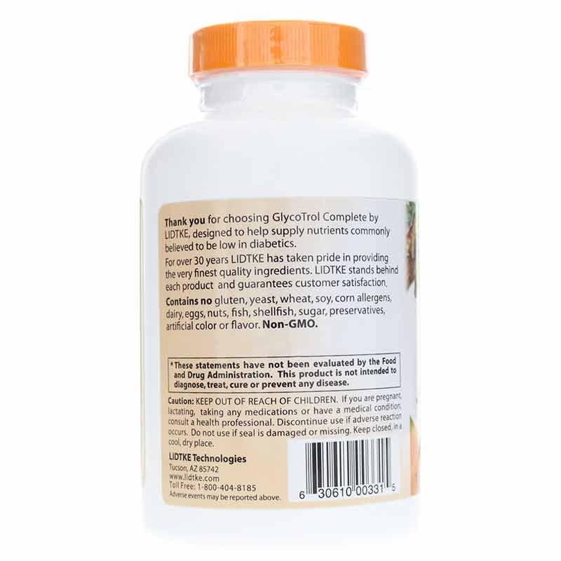 GlycoTrol Complete Blood Sugar Support, 180 Veg Capsules, by Lidtke, image #3