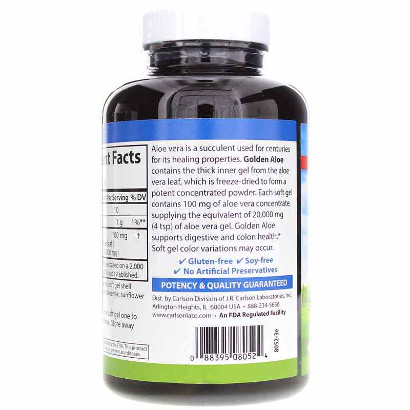 Golden Aloe 100 Mg, 180 Softgels, by Carlson Labs, image #3