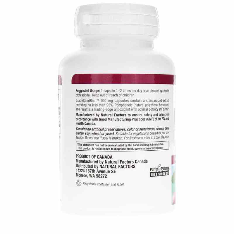 GrapeSeedRich Grape Seed Extract 100 Mg, 90 Veg Capsules, by Natural Factors, image #3