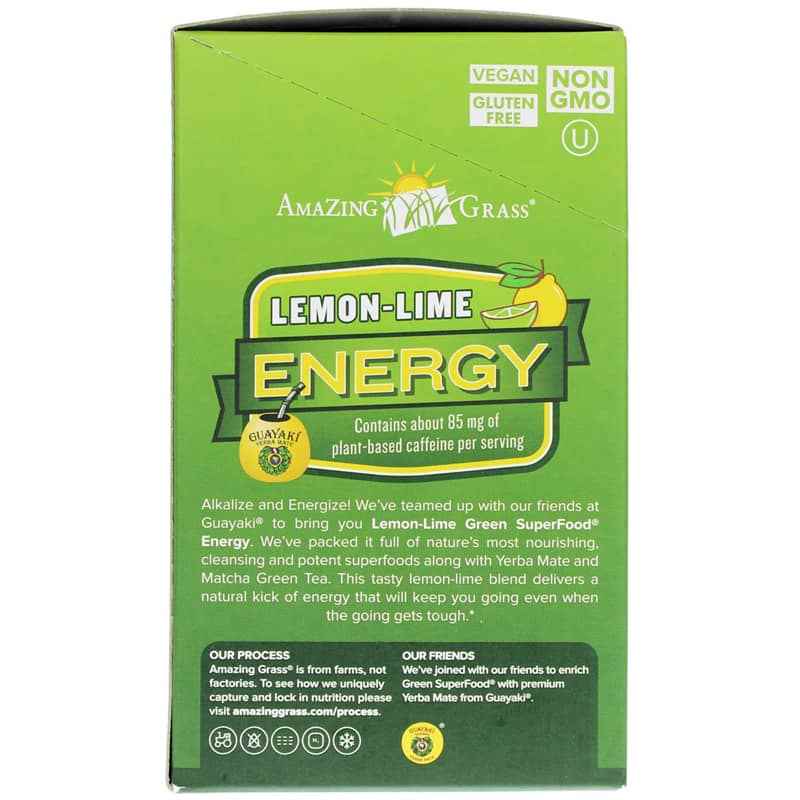 Green Superfood Energy, Lemon Lime, 15 Packets, by Amazing Grass, image #2
