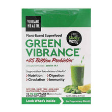 Green Vibrance Plant-Based Superfood Powder, Original, 15 Packets, by Vibrant Health