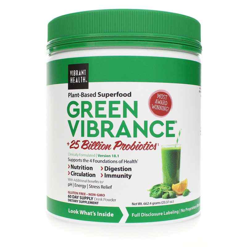 Green Vibrance Plant-Based Superfood Powder, Original, 23.37 Oz, by Vibrant Health