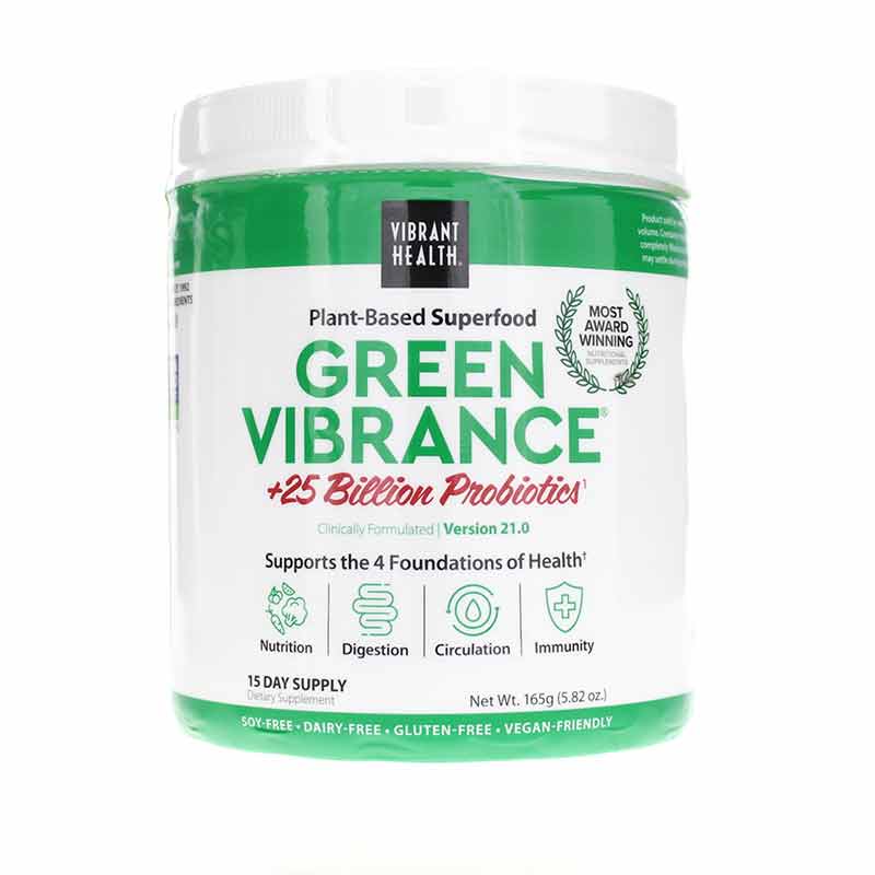 Green Vibrance Plant-Based Superfood Powder, Original, 5.96 Oz, by Vibrant Health