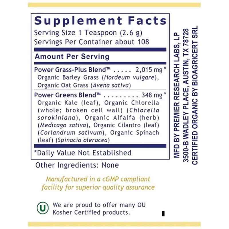 Organic Greens Powder Greens Formula, by Premier Research Labs, image #4