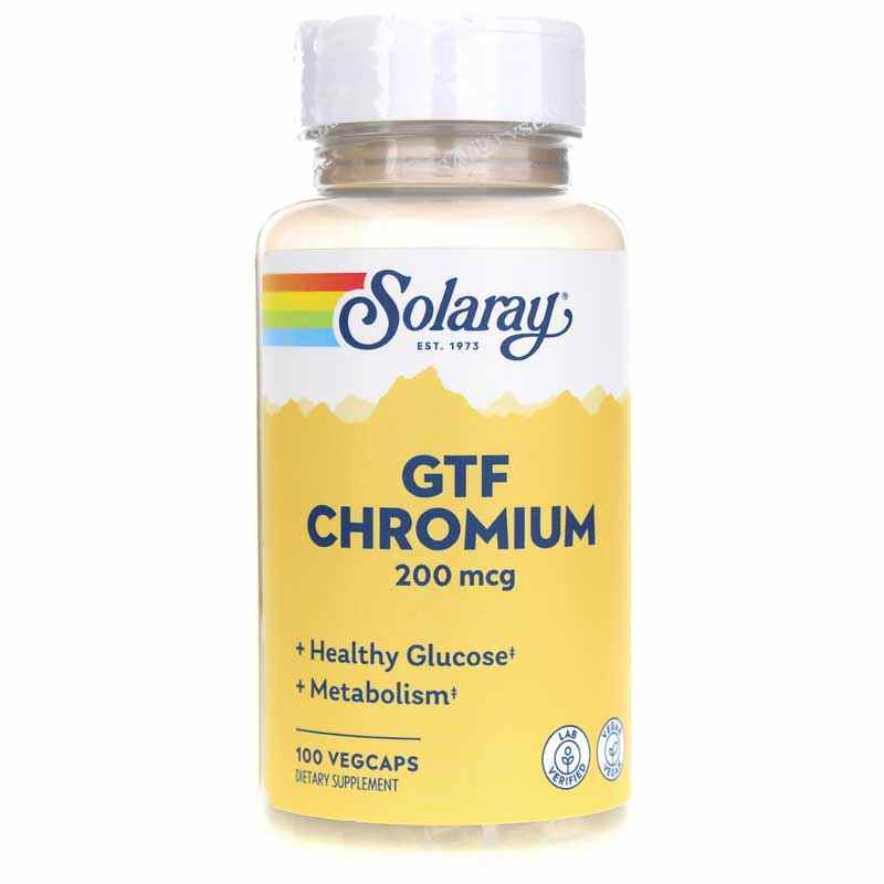 GTF Chromium 200 Mcg, 100 Veg Capsules, by Solaray
