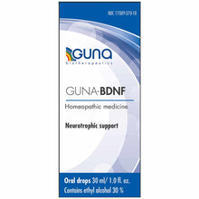 Guna-BDNF 1 oz oral drops bottle by Guna Biotherapeutics with blue and white label design.