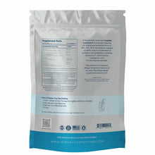 Back of white and blue sachets packet displaying supplement facts, ingredients, preparation instructions, and product informa