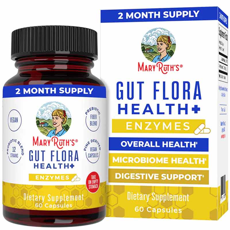 Gut Flora Health+ Enzymes, 60 Capsules, by MaryRuth's Organics
