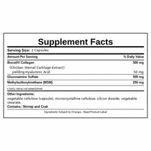 Supplement Facts label for HA Plus showing serving size of 2 capsules with ingredients including Biocell Collagen, hyaluronic
