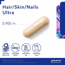 Beige capsule supplement with product name and certification badges for gluten-free, non-GMO, soy-free, and dairy-free.