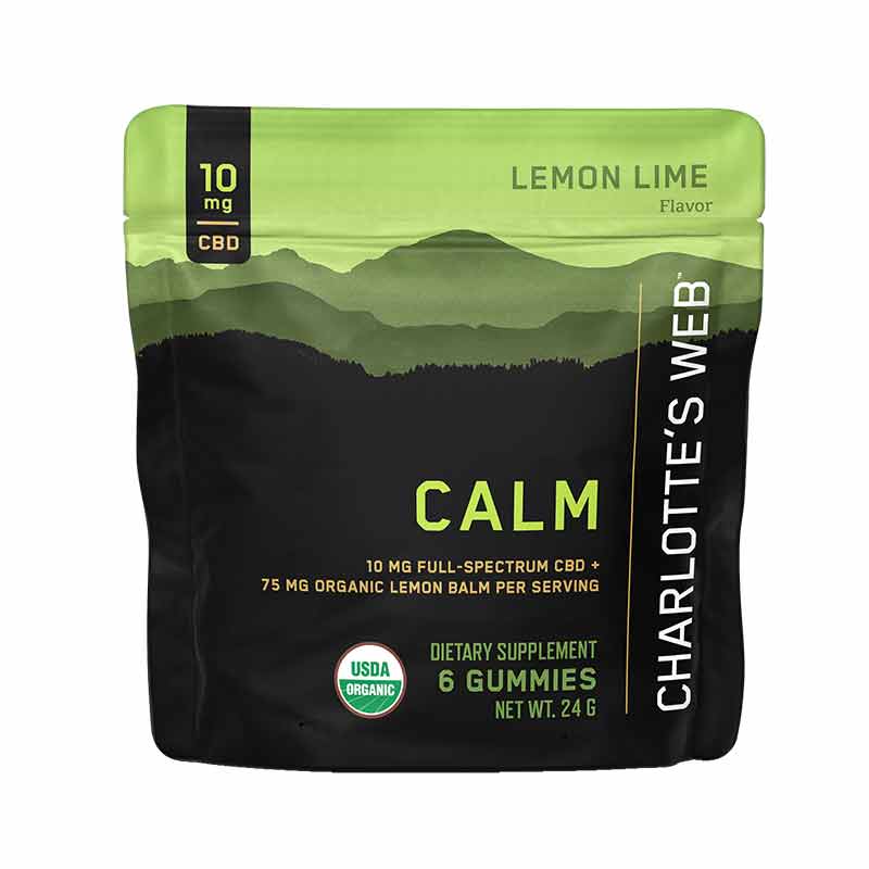 Hemp Extract-Infused Gummies Calm Lemon Lime Flavor, 6 Gummies, by Charlottes Web