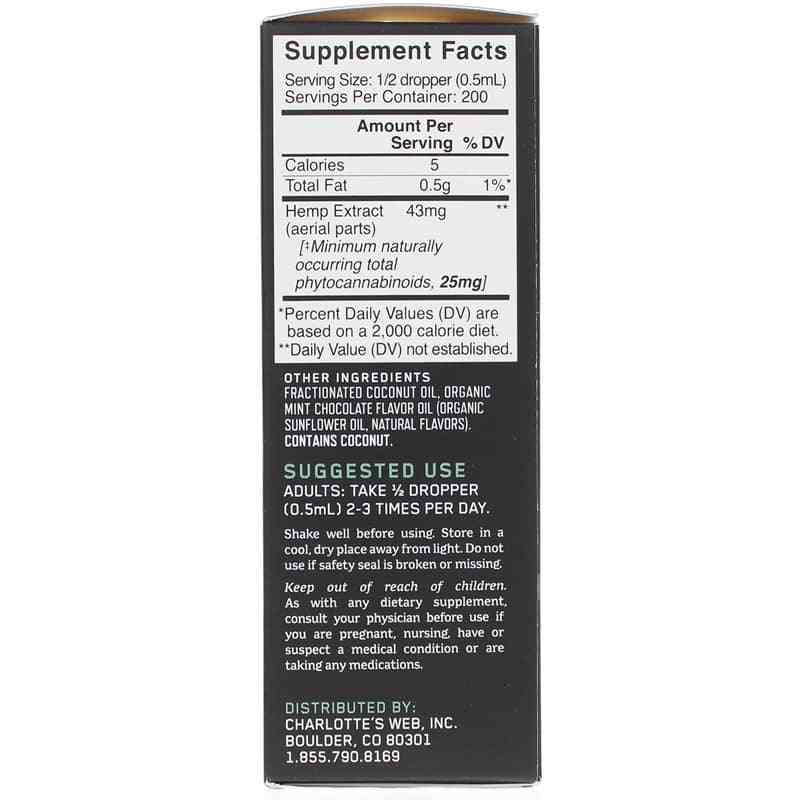 Hemp Extract Original Formula 50 Mg, Mint Chocolate, 3.38 Oz, by Charlottes Web, image #2