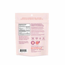 Pink pouch of MicroJoy Hibernate Gummy Sampler with supplement facts label, ingredients list, and product information printed