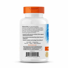 White bottle with orange cap containing Doctor's Best chelated magnesium supplement tablets with product label and barcode.