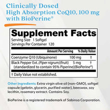 Doctors Best CoQ10 supplement label showing 100 mg dosage with BioPerine and supplement facts panel.