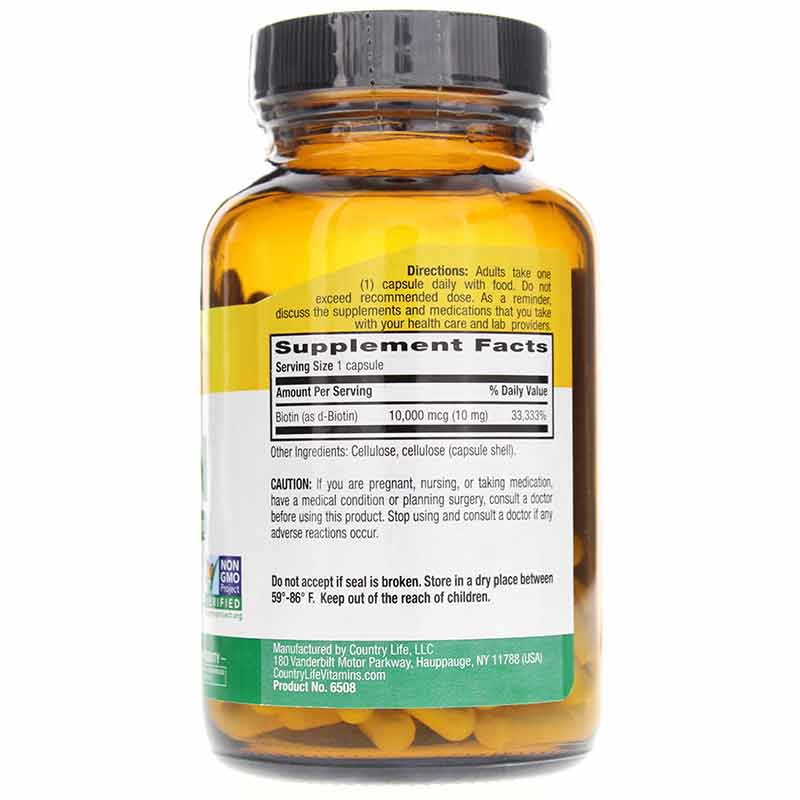 High Potency Biotin 10 Mg, 120 Vegan Capsules, by Country Life, image #2
