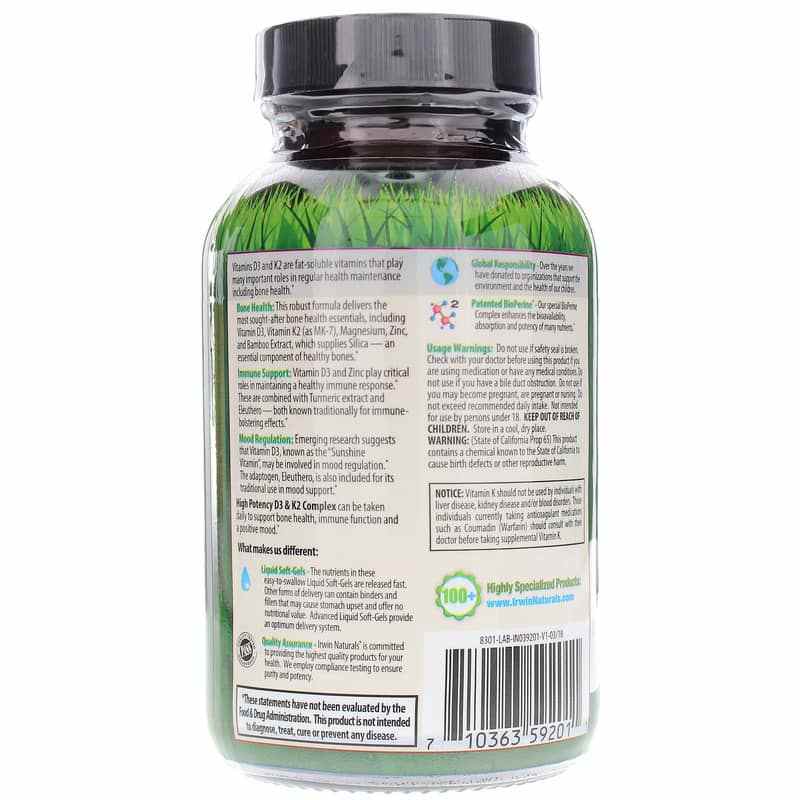 High Potency D3 & K2 Complex, by Irwin Naturals, image #3