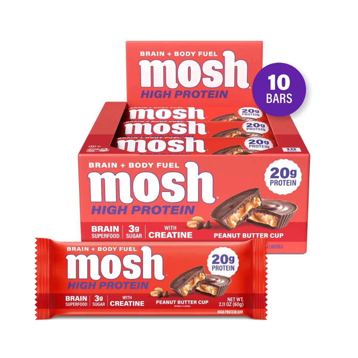 High Protein Bar + Creatine, by MOSH