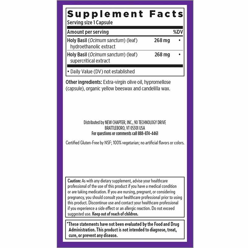 Holy Basil Force, 120 Veg Capsules, by New Chapter, image #2