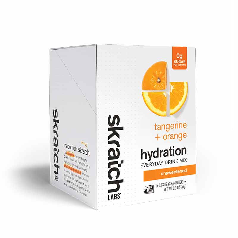 Hydration Everyday Drink Mix Singles, Tangerine Orange, 15 Sticks, by Skratch Labs