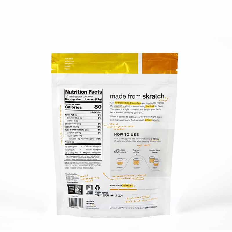 Hydration Sport Drink Mix, Pineapple, 20 Servings, by Skratch Labs, image #2