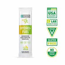 HydroFuel stick pack by Zhou Nutrition in lemon lime flavor with advanced electrolyte complex formula.