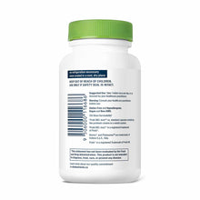 White bottle with green cap containing probiotic tablets, featuring product information and barcode label on front.