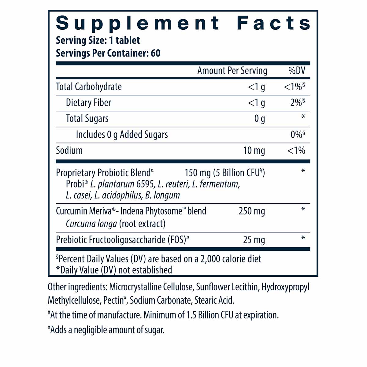 Supplement Facts label for Hyperbiotics Pro-Men Probiotic tablet showing serving size, nutritional information, and proprieta