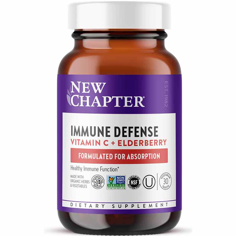 Immune Defense Vitamin C & Elderberry, 30 Tablets, by New Chapter