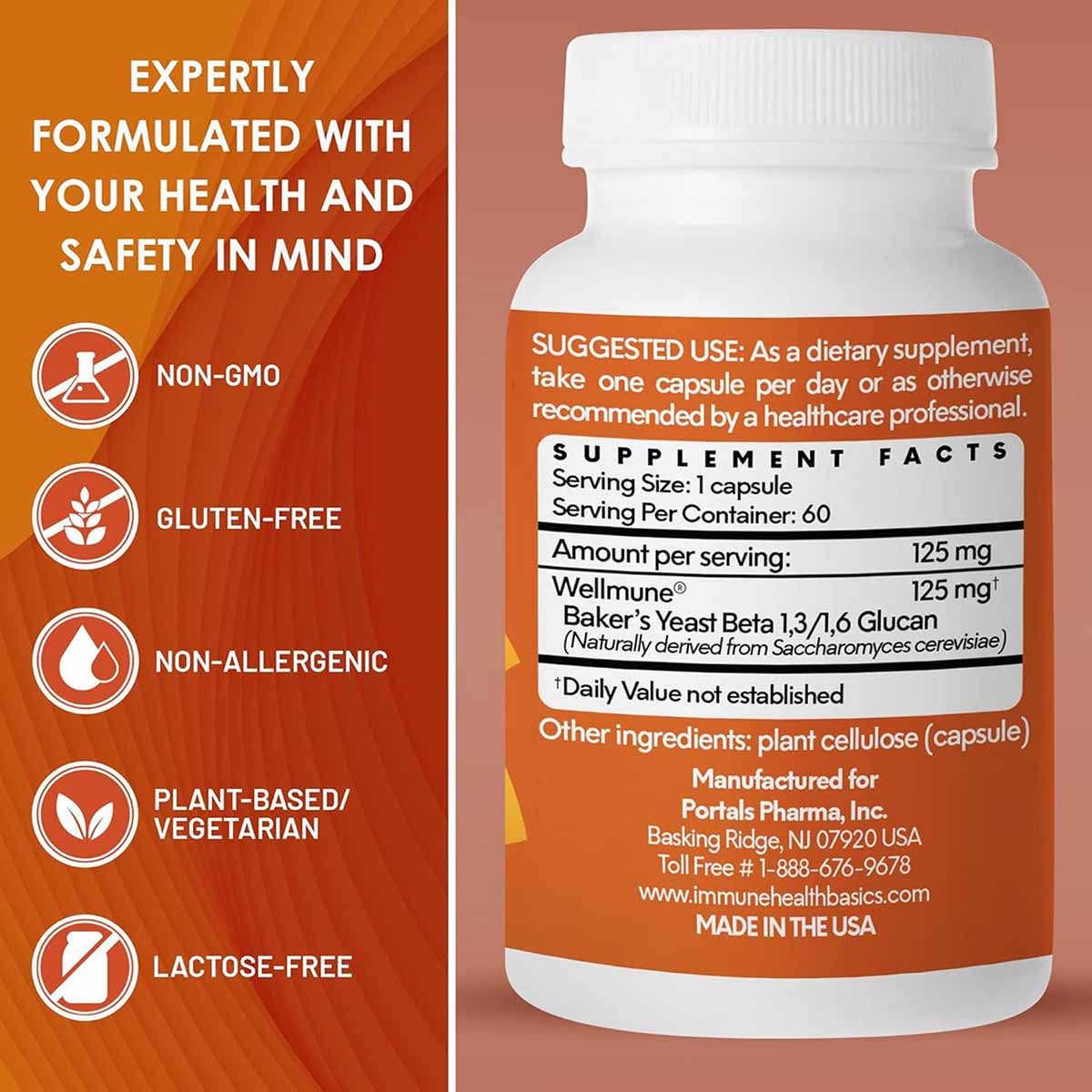 Immune Health Basics 125 Mg, 60 Capsules, by Immune Health Basics