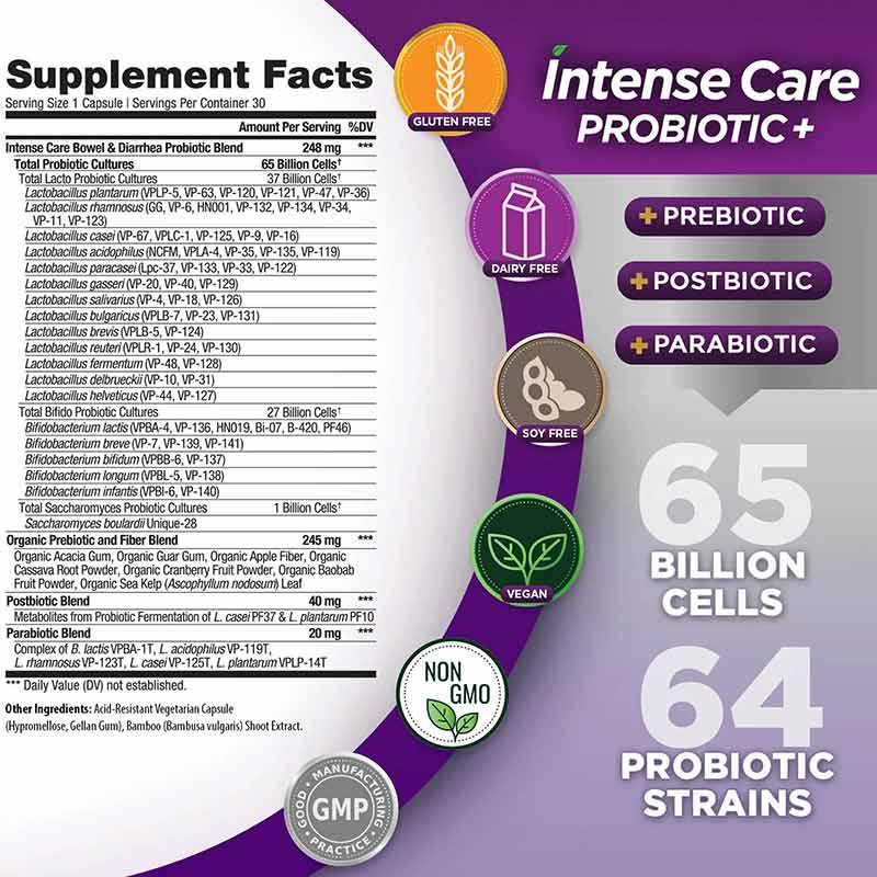 Intense Care Bowel + Diarrhea Probiotic, 30 Capsules, by Vital Planet, image #3