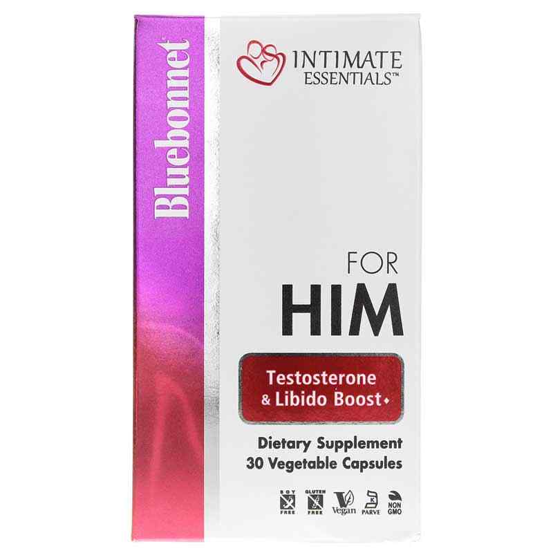Intimate Essentials For Him Testosterone & Libido Boost, 30 Veg Capsules, by Bluebonnet