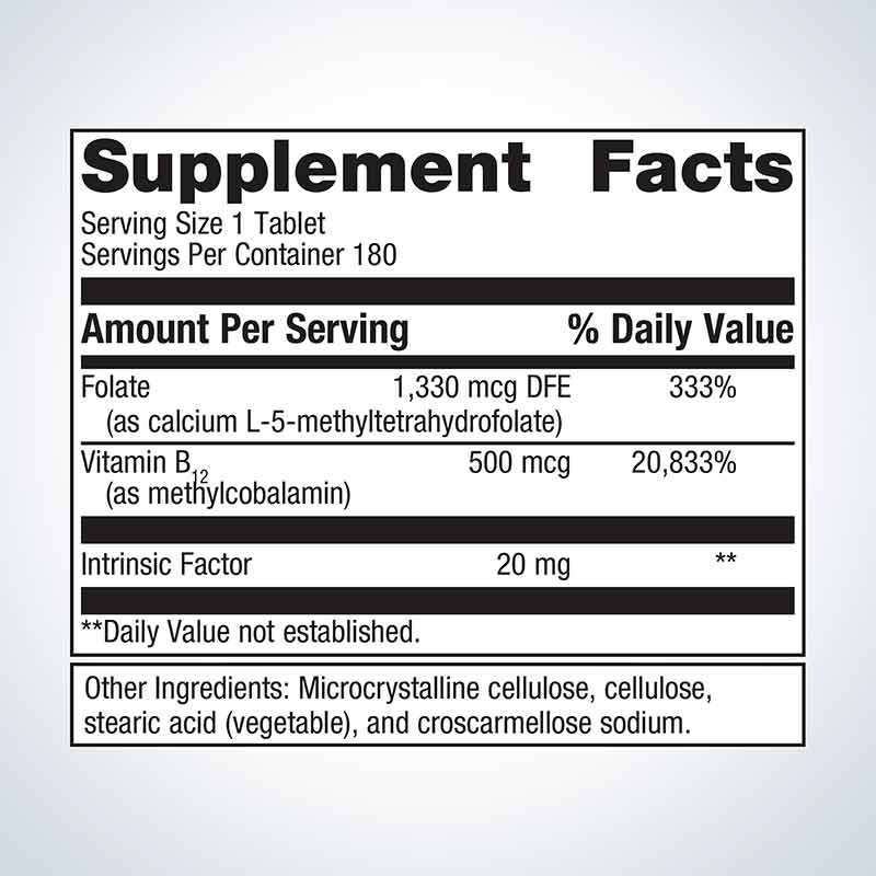 Intrinsi Vitamin B12-Folate, 180 Tablets, by Metagenics, image #2