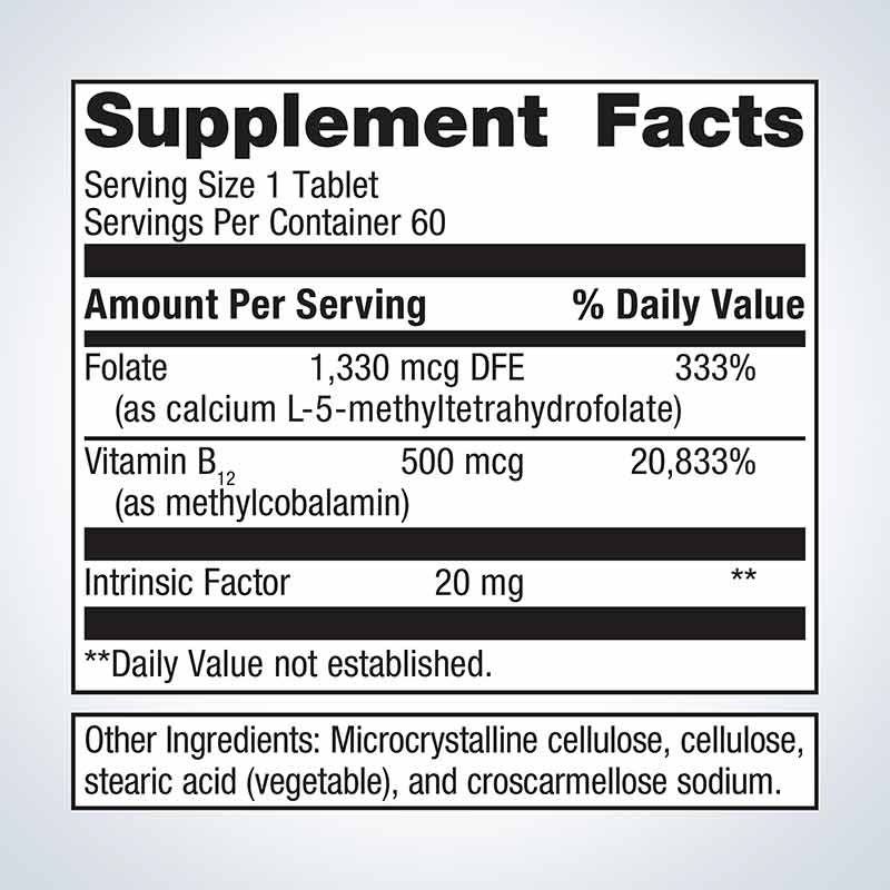 Intrinsi Vitamin B12-Folate, 60 Tablets, by Metagenics, image #2