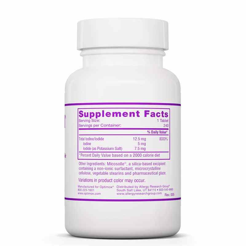 Iodoral 12.5 Mg Iodine/Potassium Iodide, 240 Tablets, by Optimox, image #2