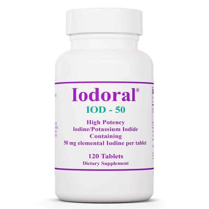 Iodoral 50 Mg Iodine/Potassium Iodide, 120 Tablets, by Optimox