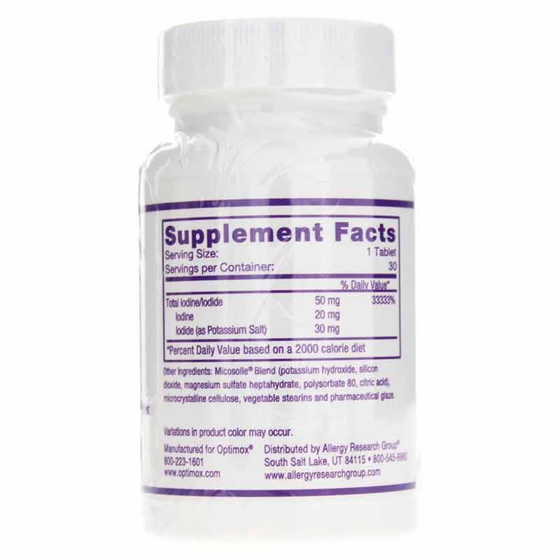 Iodoral 50 Mg Iodine/Potassium Iodide, 30 Tablets, by Optimox, image #2
