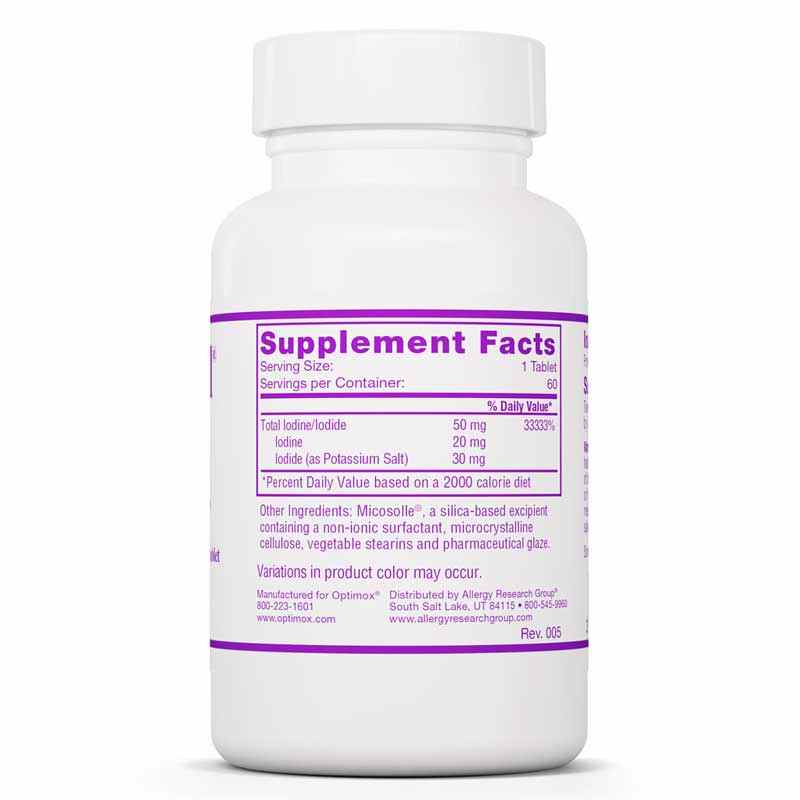 Iodoral 50 Mg Iodine/Potassium Iodide, 60 Tablets, by Optimox, image #2